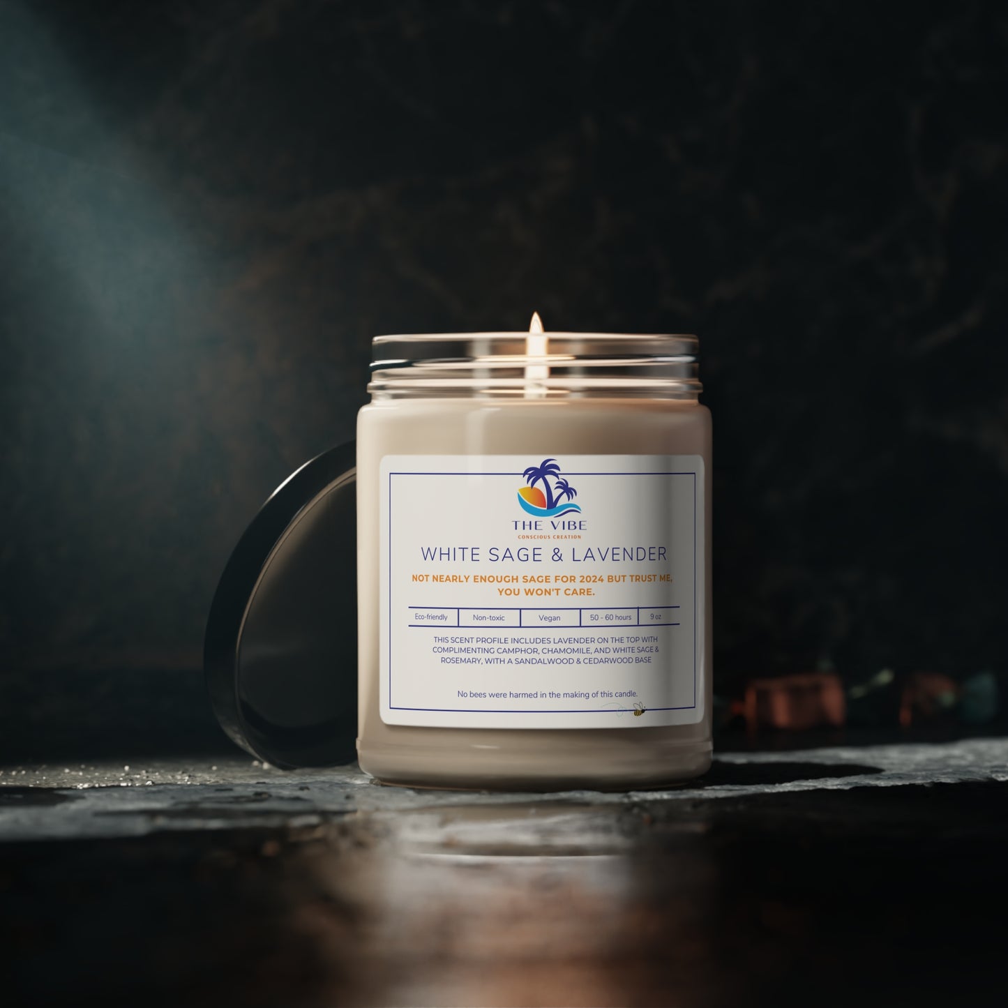 White Sage & Lavender, Quirky Scented Candle 9oz