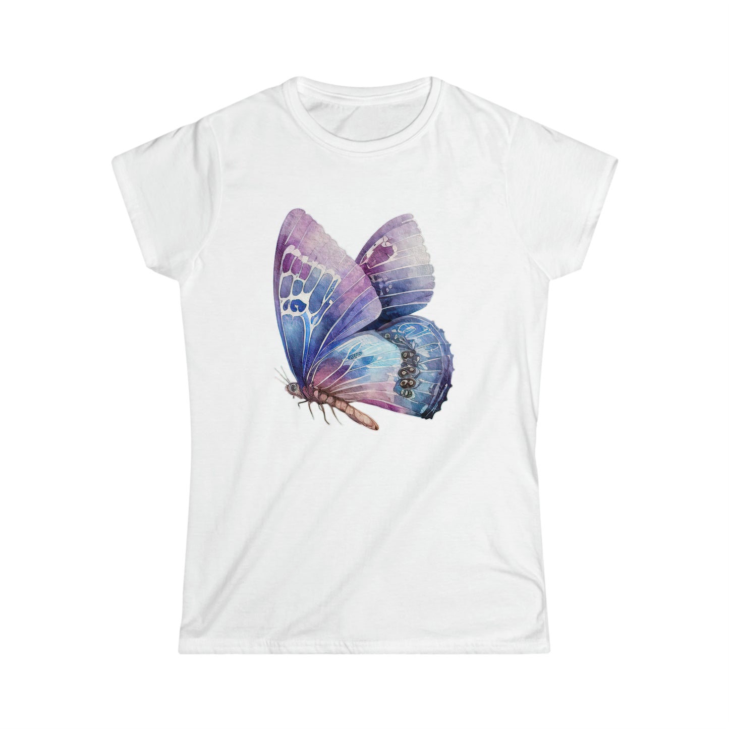 Women's Softstyle Tee with Pink Butterfly Print